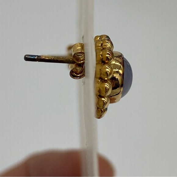Sundance catalog Moonstone post earrings. Bead Bezel 925 gold fill. Vintage NWOT - Picture 5 of 8